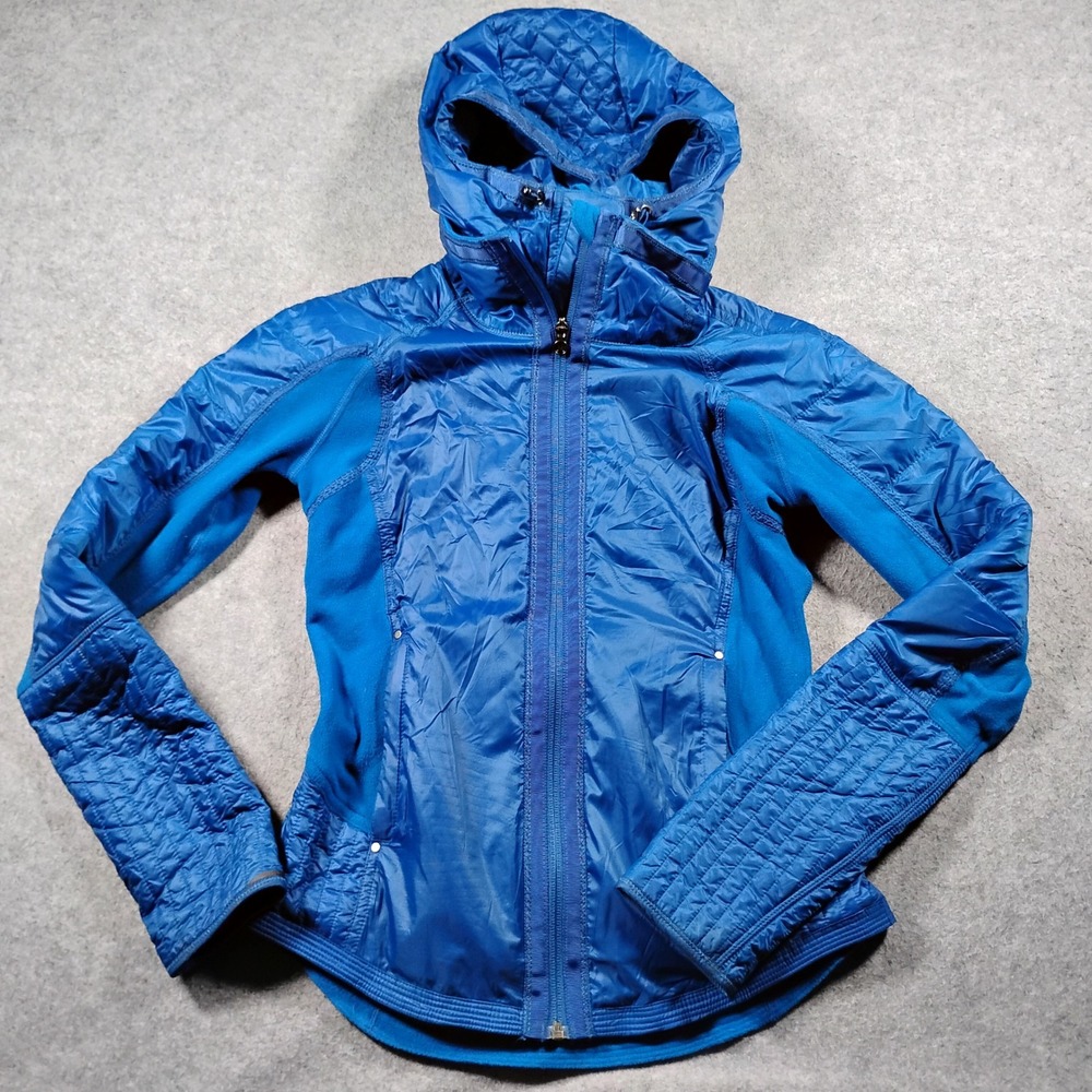 Lululemon Run Up Bundle Hooded Quilted Hybrid Jacket Blue Womens Size 4